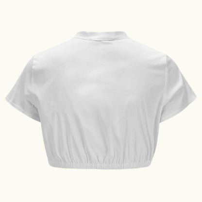 White dirndl blouse with short sleeves – Oktoberfest | Classic traditional top for women 1