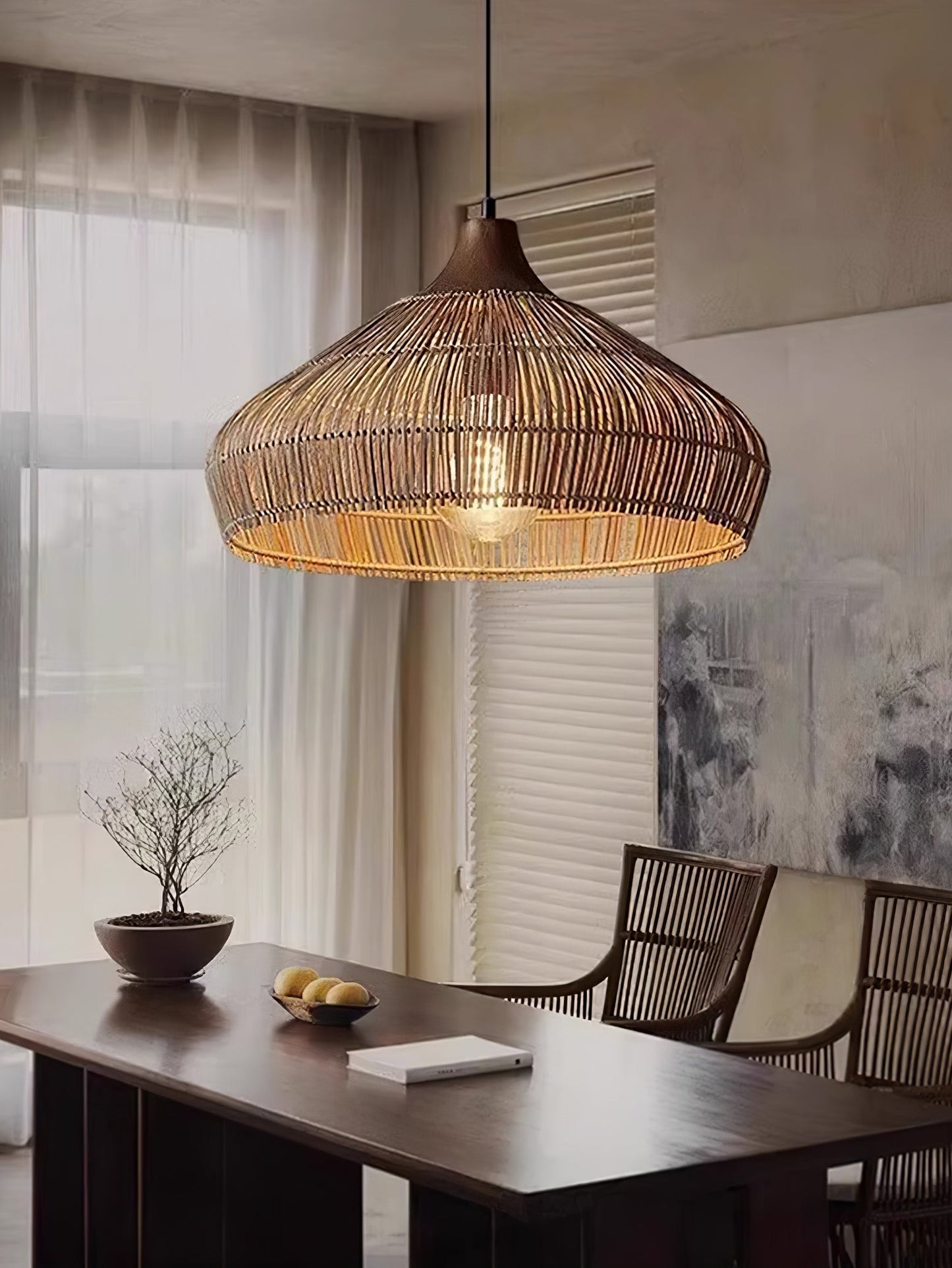 Wicker Rattan Hanging Lamp 4