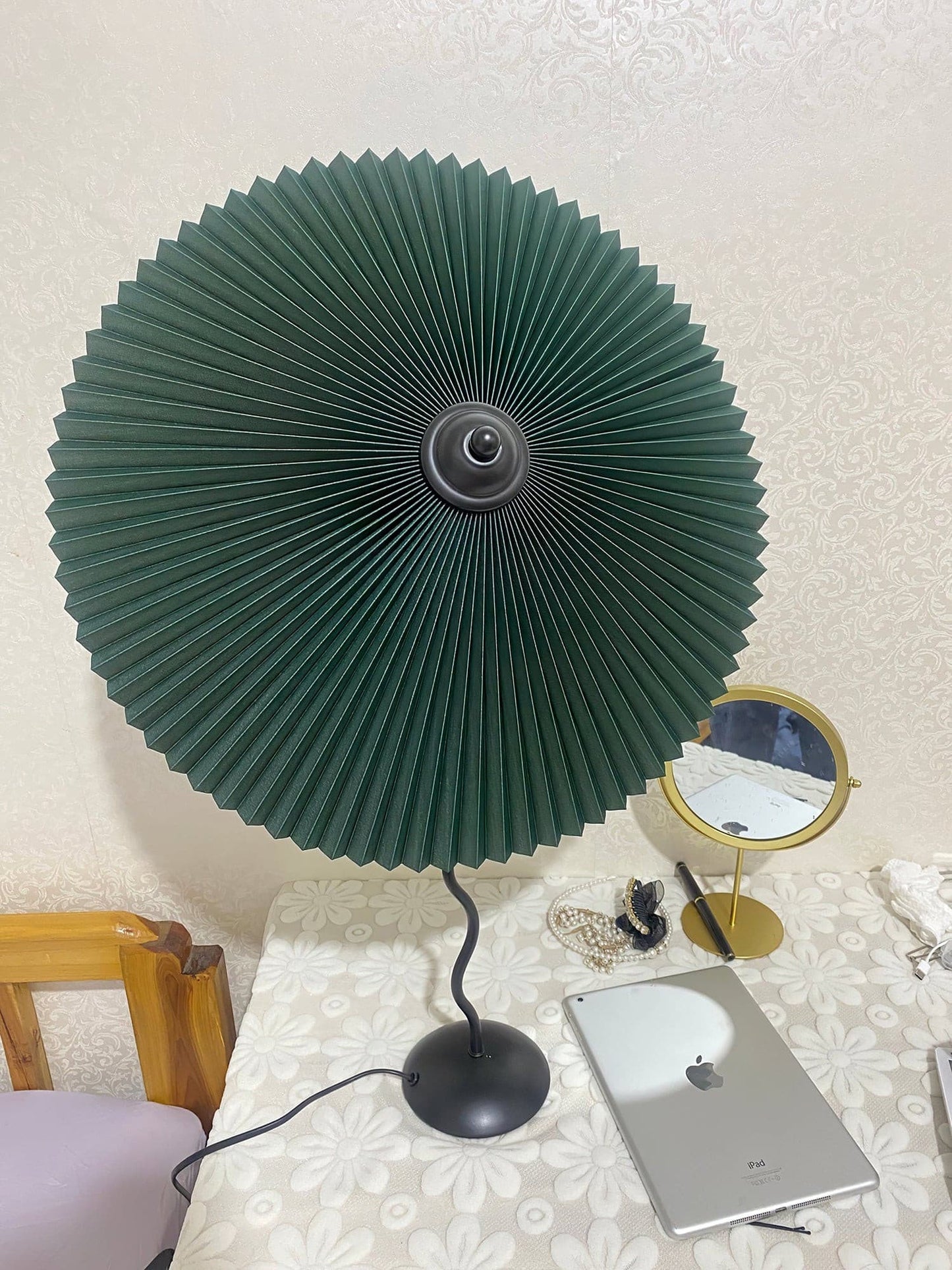 LuxePleat - Elegant Table Lamp with a Textured Pleated Shade