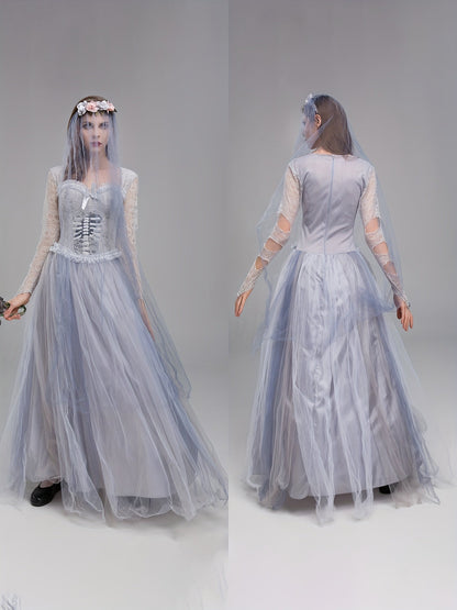Women Gothic Lace Halloween Corpse Bride Costume Dress | Maxi 1