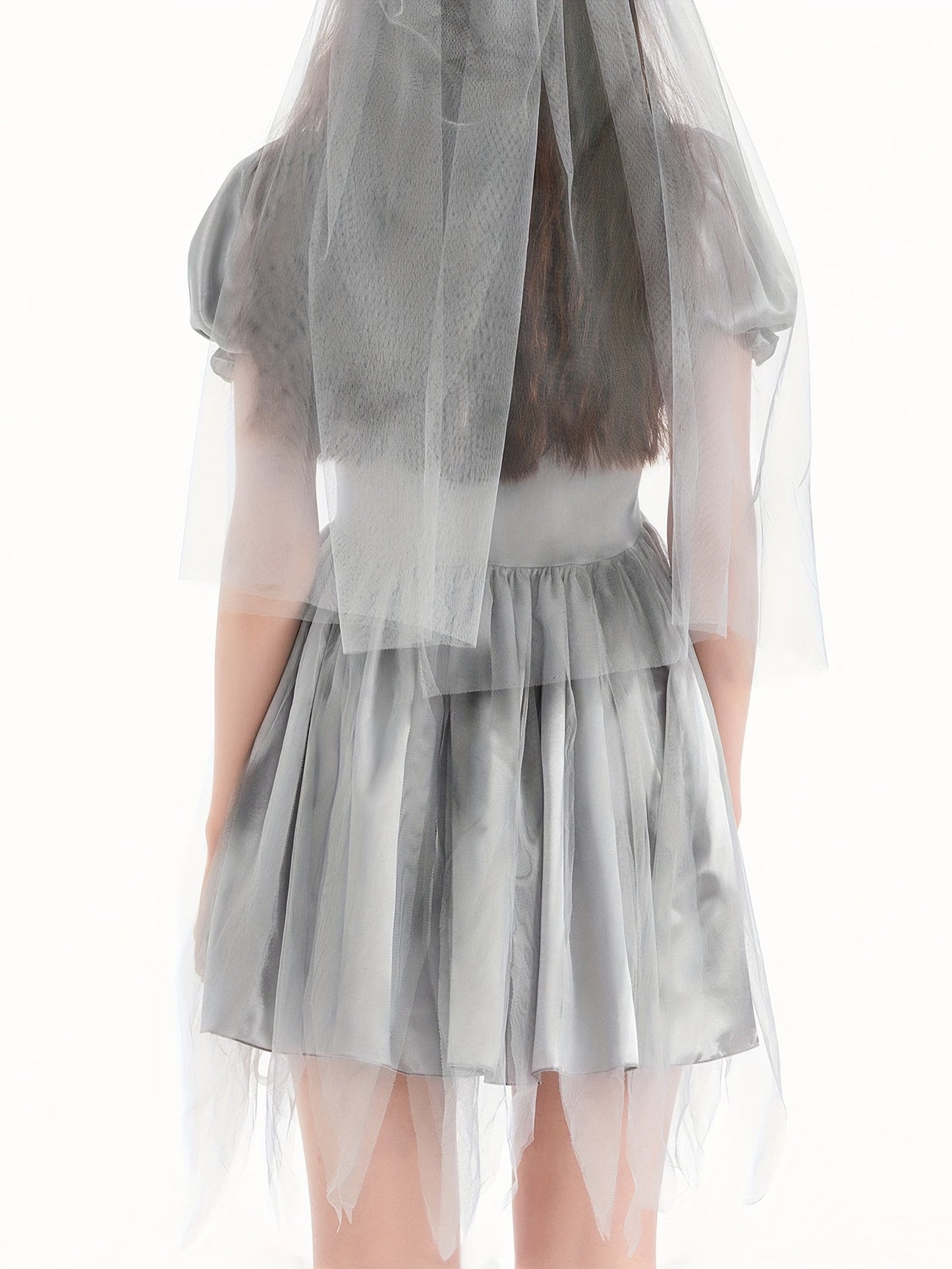 Women Gothic Puff Sleeve Halloween Corpse Bride Costume Dress | Mini 4