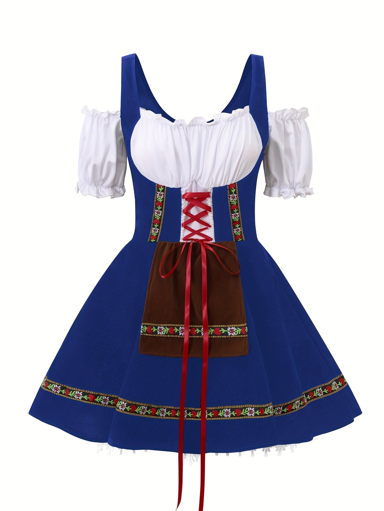 Women Plus Size Bavarian Halloween Costume Dress | Puff Sleeve Mini 4