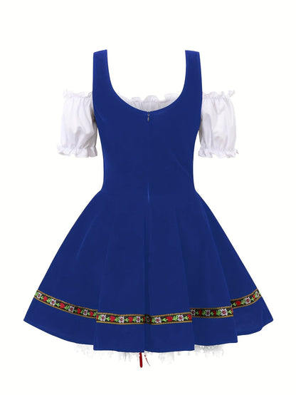 Women Plus Size Bavarian Halloween Costume Dress | Puff Sleeve Mini 5