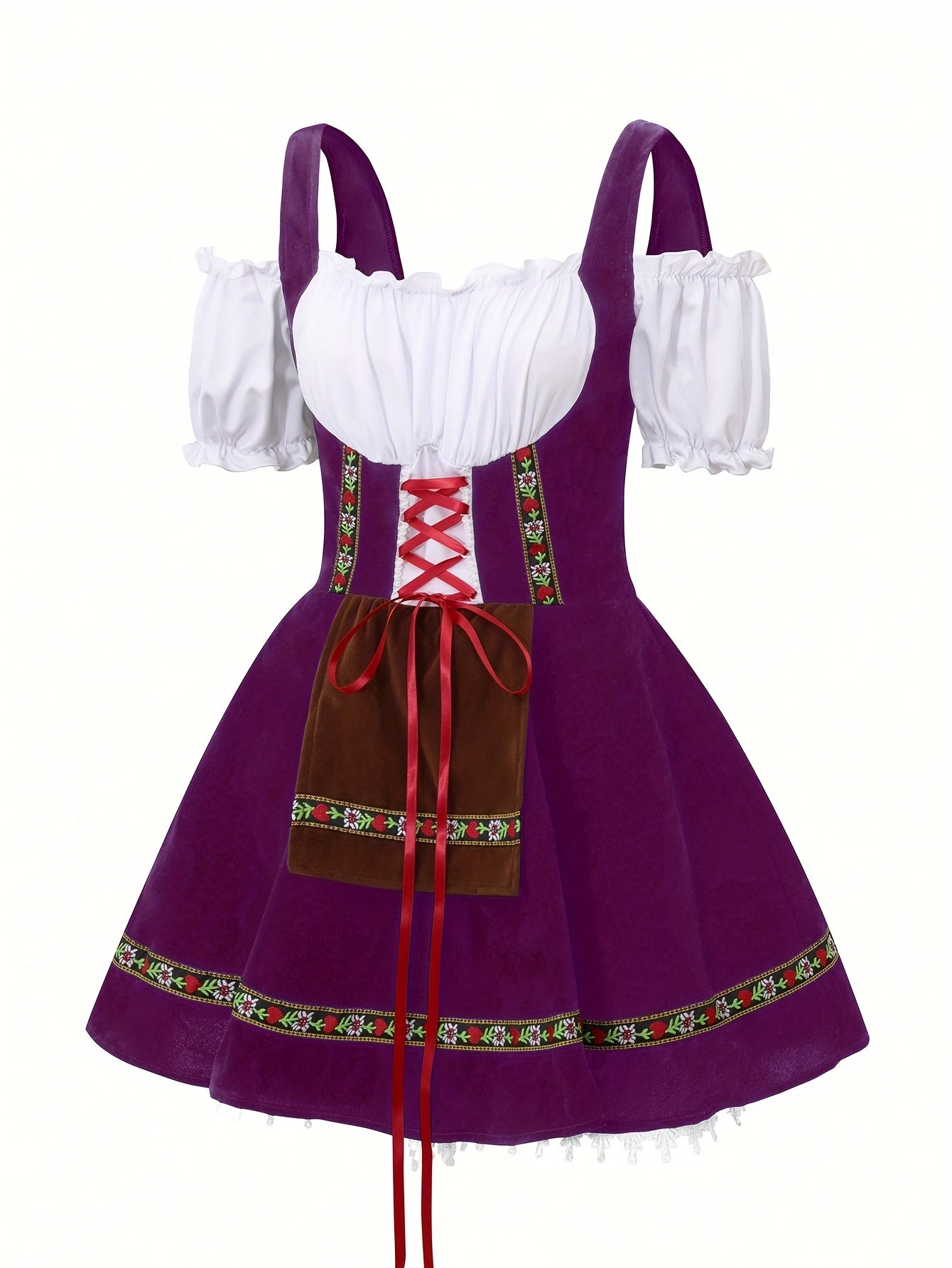 Women Plus Size Bavarian Halloween Costume Dress | Puff Sleeve Mini 7
