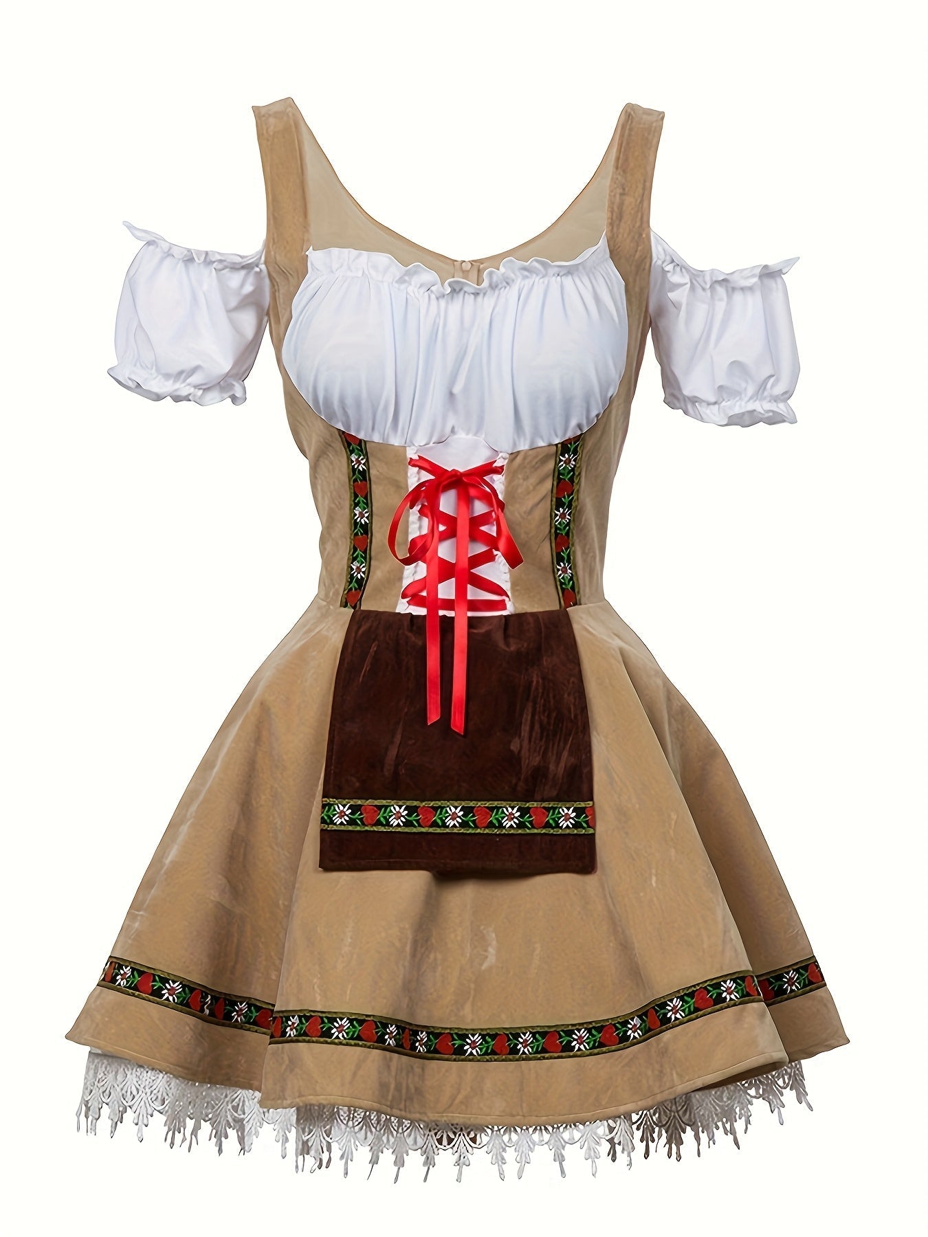 Women Plus Size Bavarian Halloween Costume Dress | Puff Sleeve Mini 9