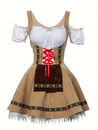 Women Plus Size Bavarian Halloween Costume Dress | Puff Sleeve Mini 9