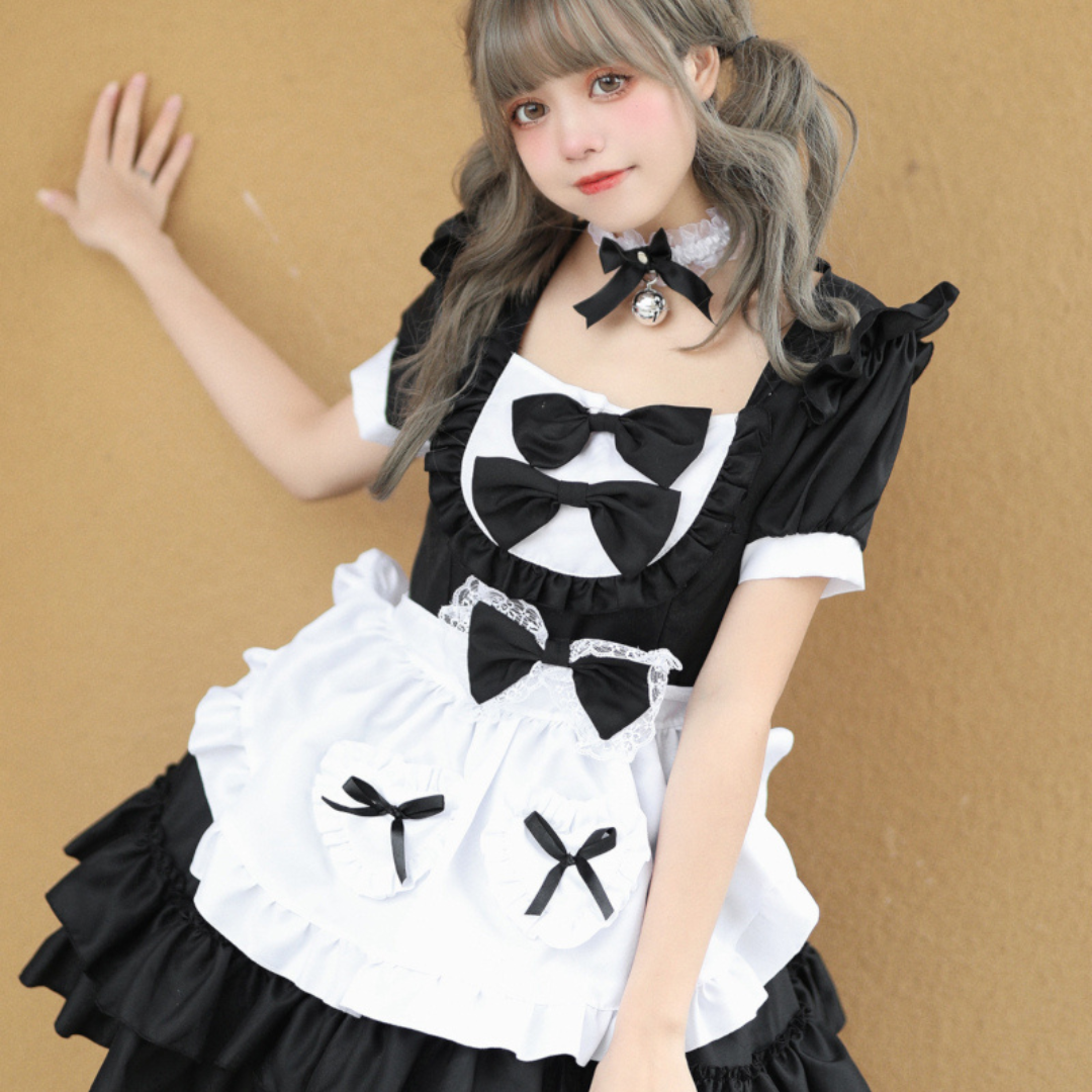 Women Plus Size Halloween Costumes Maid Cosplay Dress | Ruffle Mini 5