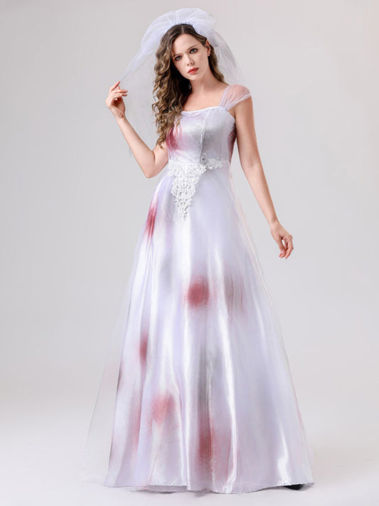 Women Spooky Bloody Halloween Corpse Bride Costume Dress | Maxi 0