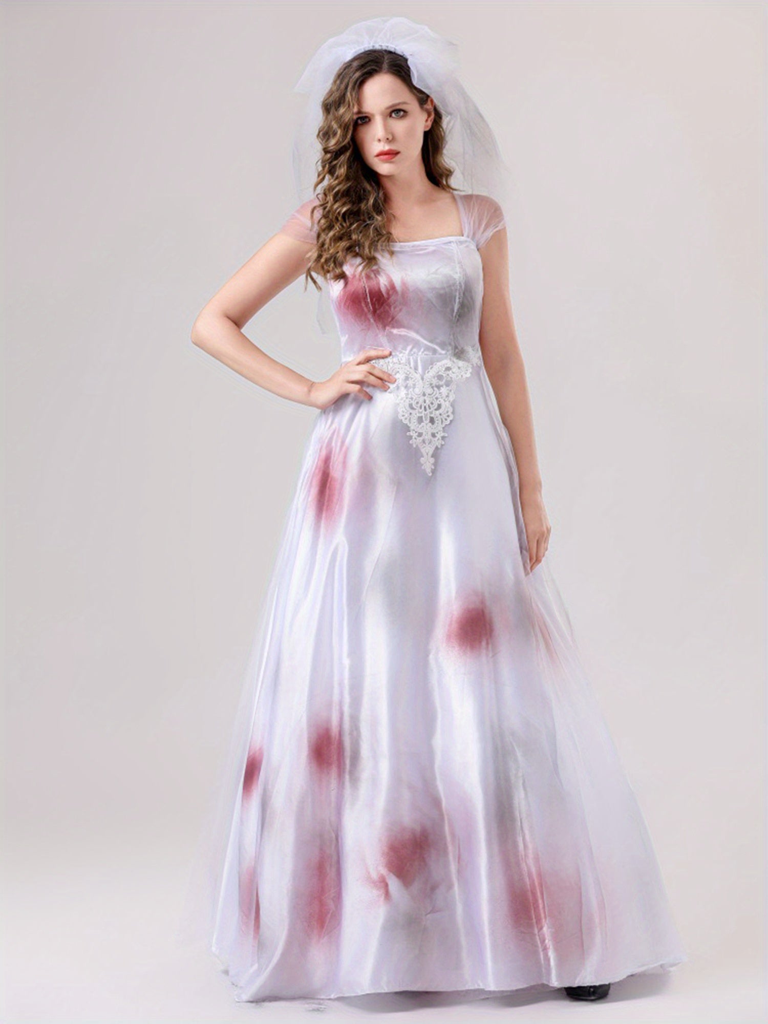 Women Spooky Bloody Halloween Corpse Bride Costume Dress | Maxi 3