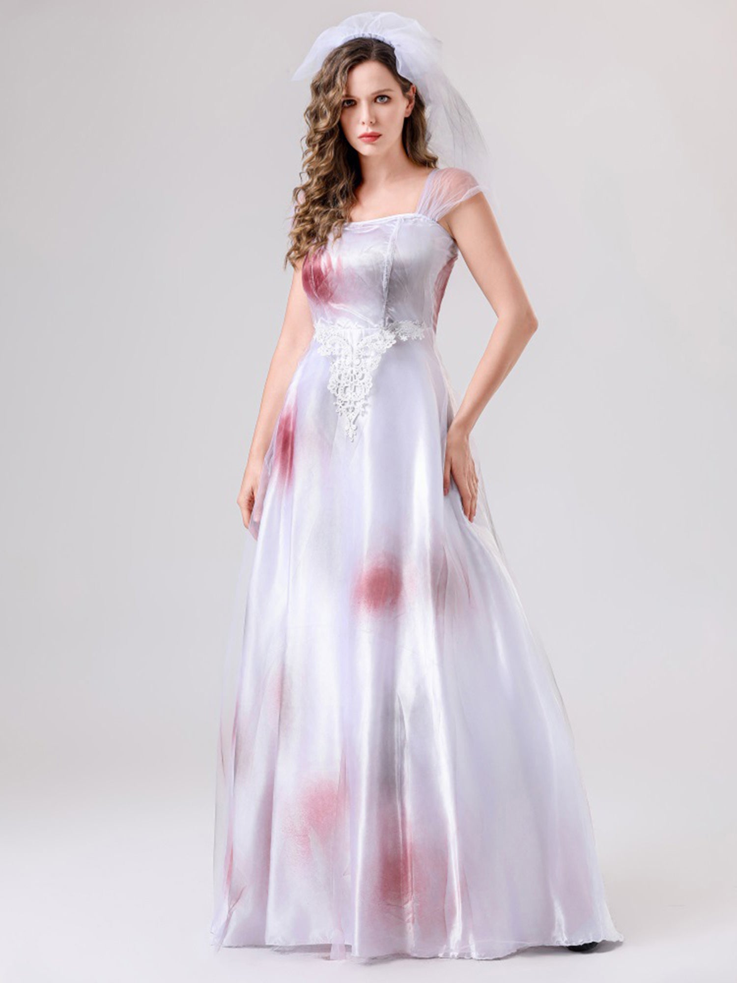 Women Spooky Bloody Halloween Corpse Bride Costume Dress | Maxi 4