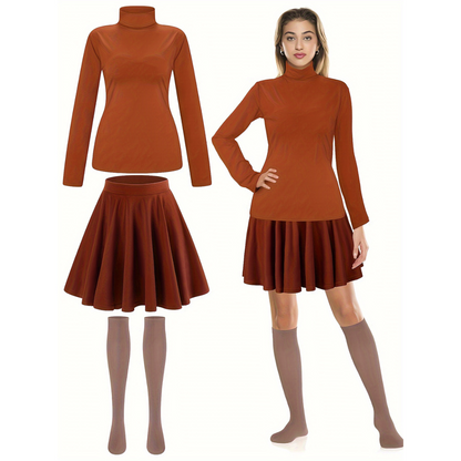 Women’s Cartoon Halloween Costume Set | Long Sleeve Turtleneck Mini 2