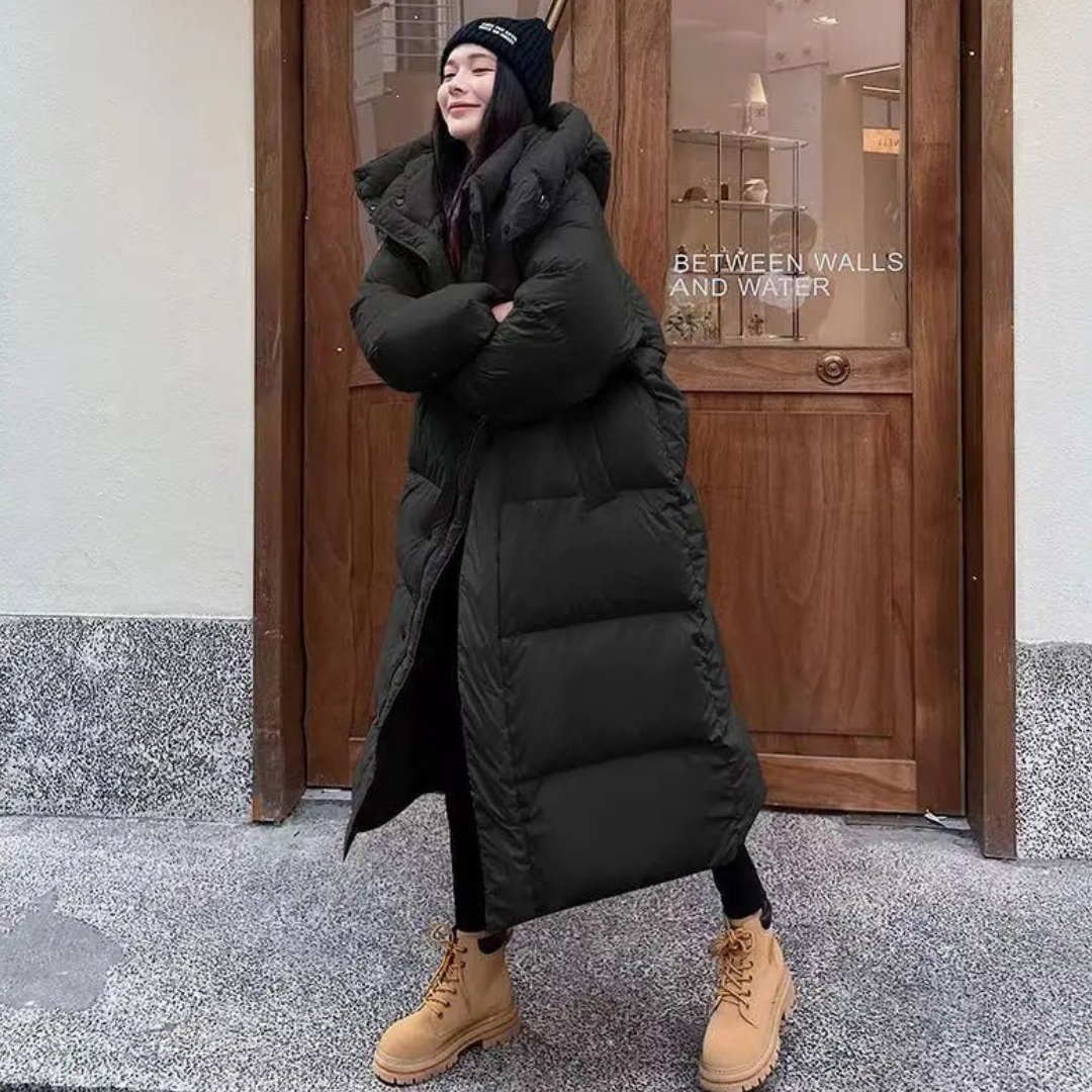 Women's Cozy Winter Long Puffer Hooded Jacket | Warm 3