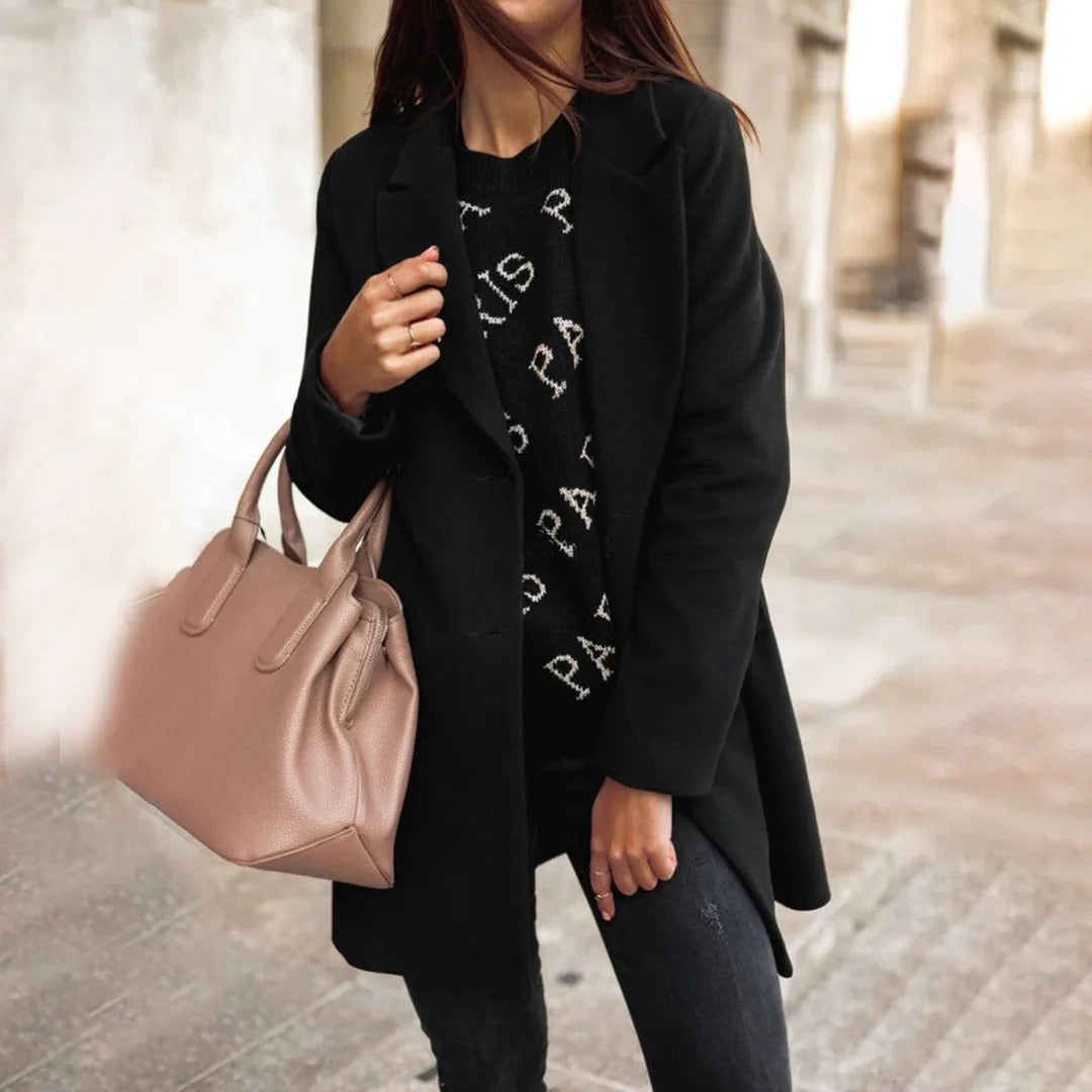 Women's Double-Breasted Wool Coat – Mid-Length Winter Coat for Autumn/Semi-Formal Style 0