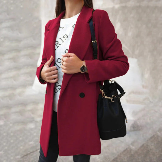 Women's Double-Breasted Wool Coat – Mid-Length Winter Coat for Autumn/Semi-Formal Style 1