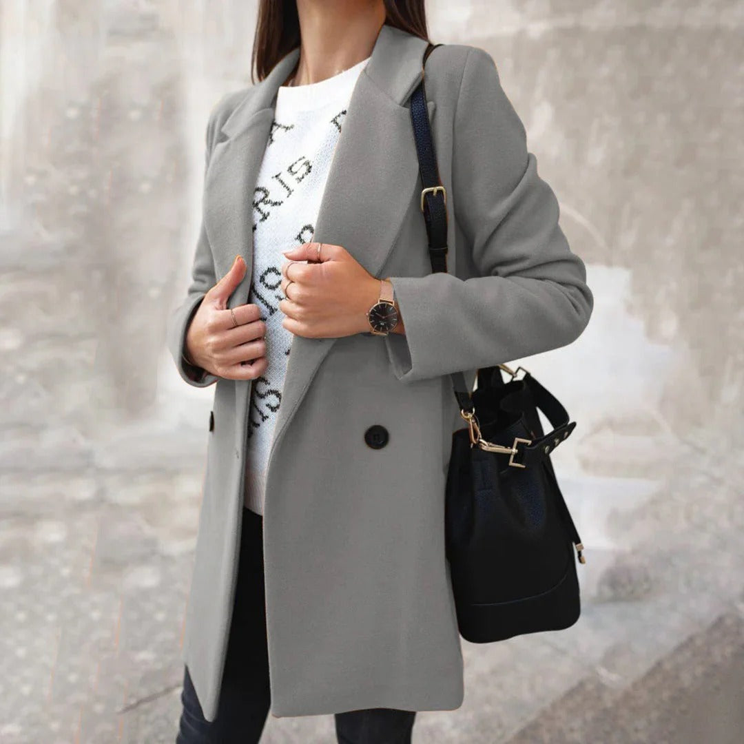 Women's Double-Breasted Wool Coat – Mid-Length Winter Coat for Autumn/Semi-Formal Style 2