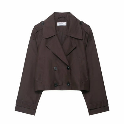Women's Double Breasted Trench Coat with Pockets – Stylish Autumn Winter Office Jacket 6