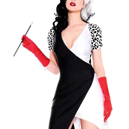 Women’s Glamorous Villain Halloween Movie Costume Dress | Puff Sleeve Asymmetrical 1