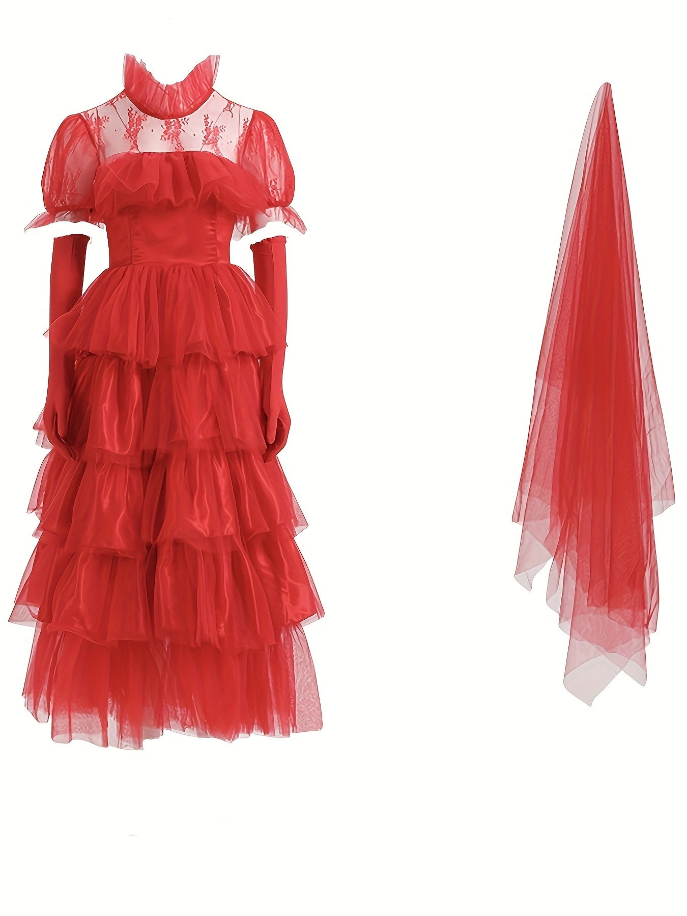 Women’s Gothic Lace Halloween Movie Costume Dress | Tiered Maxi 4