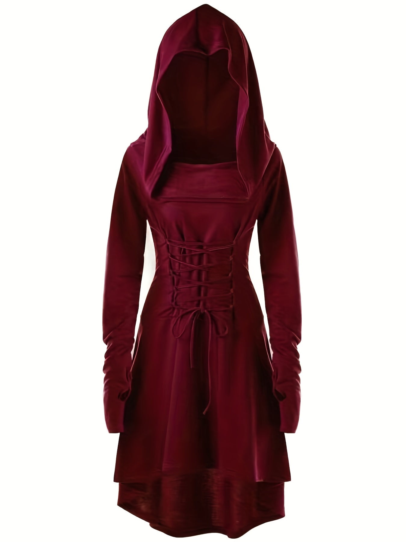 Women’s Gothic Lace Up Halloween Movie Costume Dress | Hooded Long Sleeve 2