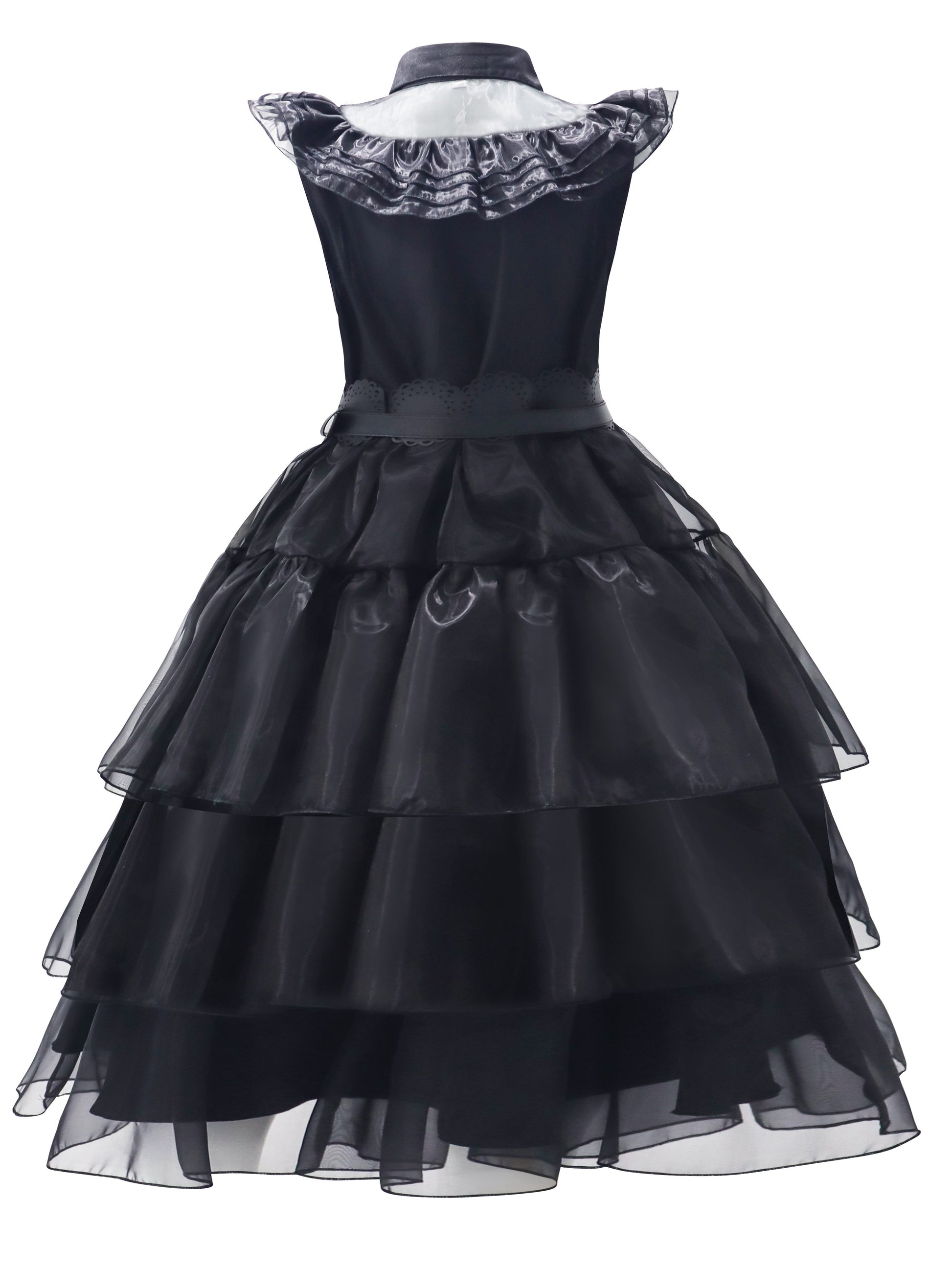 Women’s Gothic Ruffle Halloween Movie Costume Dress | Layered Midi Set 1