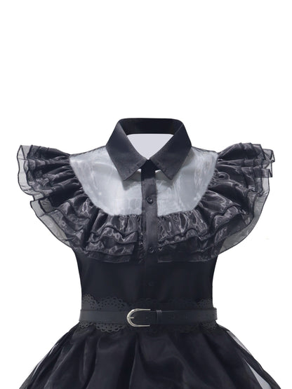 Women’s Gothic Ruffle Halloween Movie Costume Dress | Layered Midi Set 2