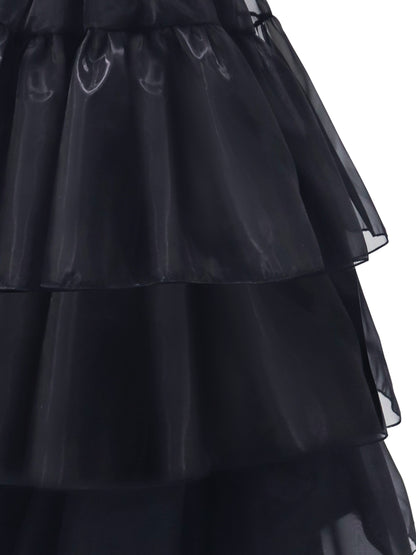 Women’s Gothic Ruffle Halloween Movie Costume Dress | Layered Midi Set 4