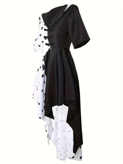 Women’s Hooded Dalmatian Halloween Movie Costume Dress | Asymmetrical High Low 3