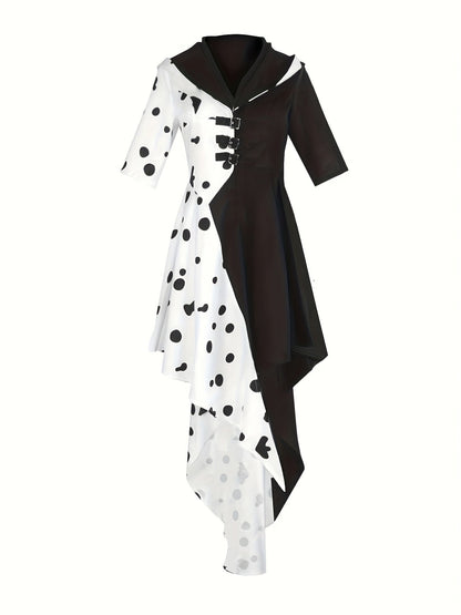 Women’s Hooded Dalmatian Halloween Movie Costume Dress | Asymmetrical High Low 4