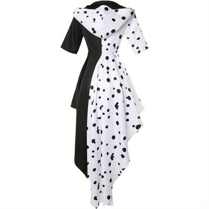 Women’s Hooded Halloween Movie Costume Dress | Asymmetrical Dalmatian 3
