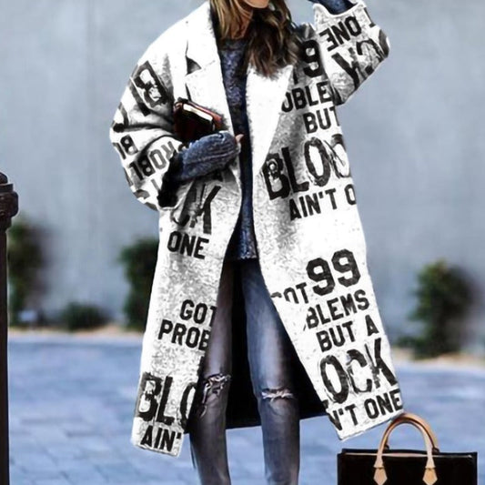 Women's Oversized Wool Blend Long Coat - Color Block Design for Winter Warmth 5
