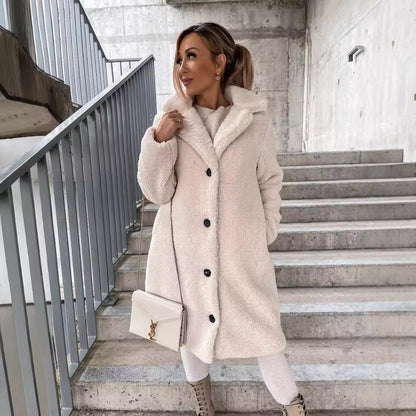 Women's Oversized Wool Blend Long Coat with Lapel Collar – Stylish Winter Coat for Women 0