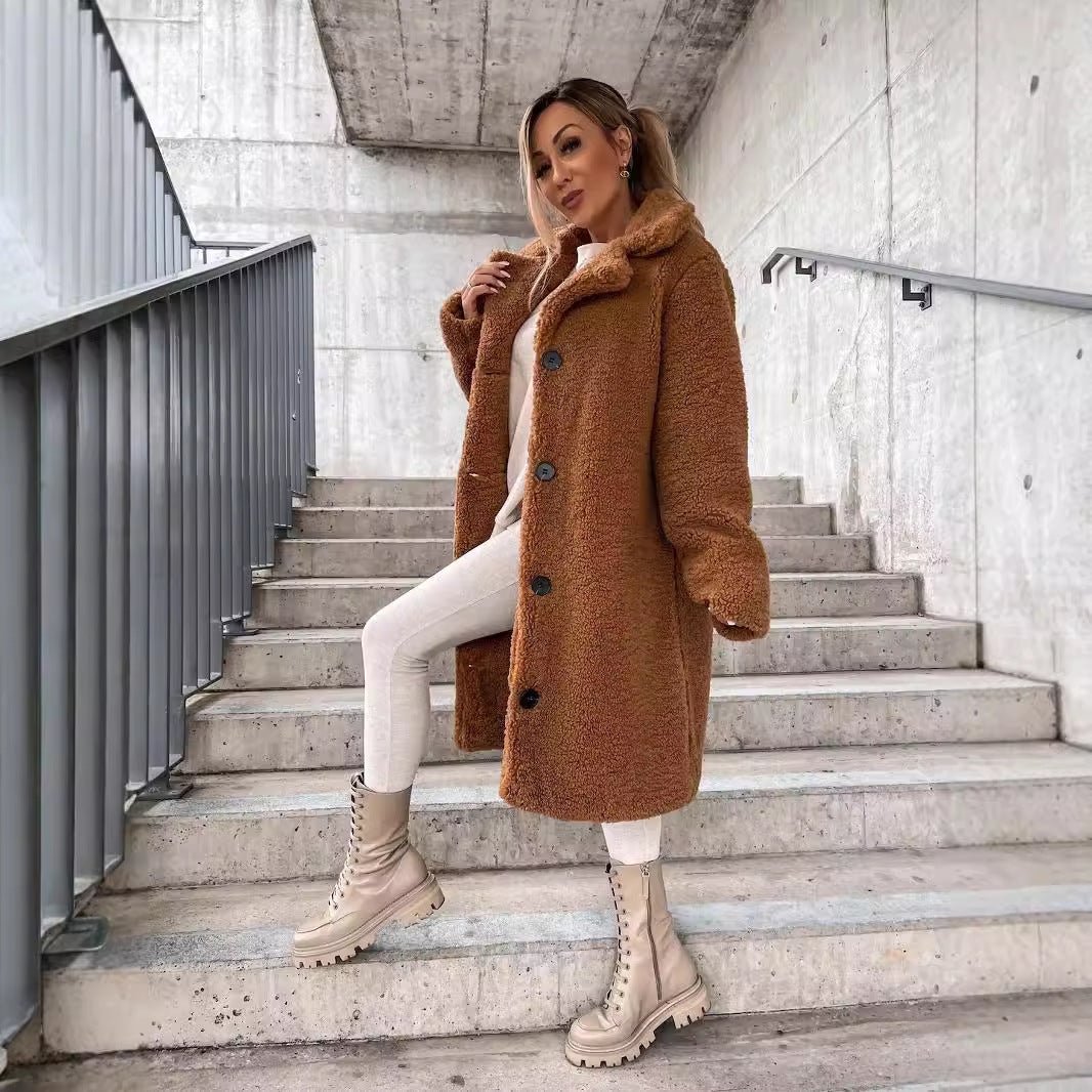 Women's Oversized Wool Blend Long Coat with Lapel Collar – Stylish Winter Coat for Women 1