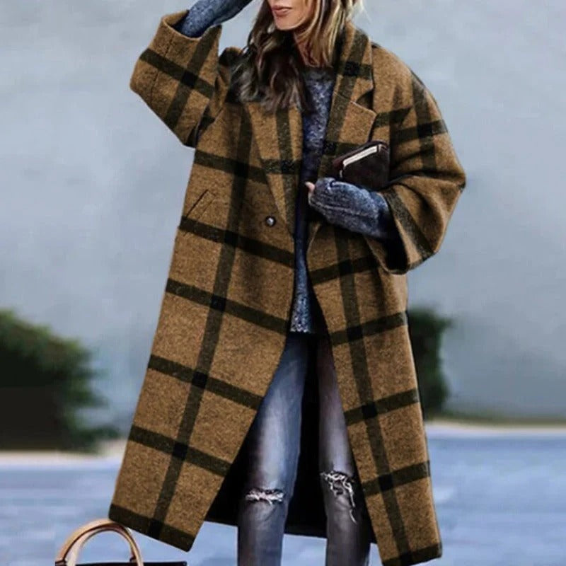 Women's Oversized Wool Blend Long Coat with Notched Lapel – Elegant Winter Coat for Casual and Semi-Formal Occasions 3