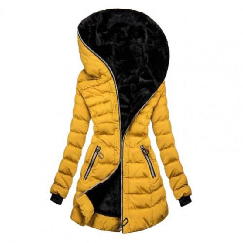 Women's Padded Long Zipper Hooded Jacket | Warm 1