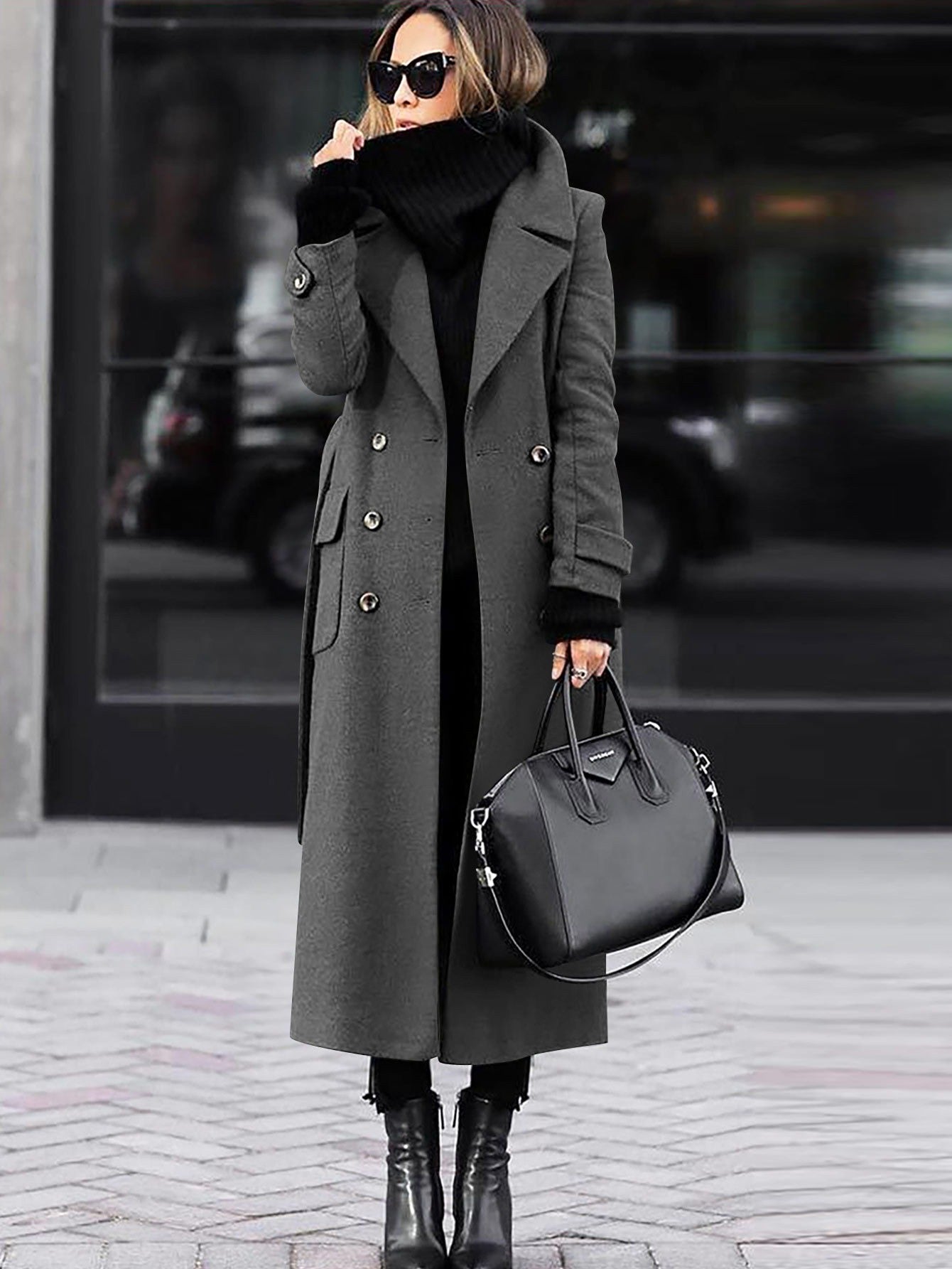 Women's Tailored Wool Coat – Double-Breasted Design, Full Length Winter Coat for Women 1