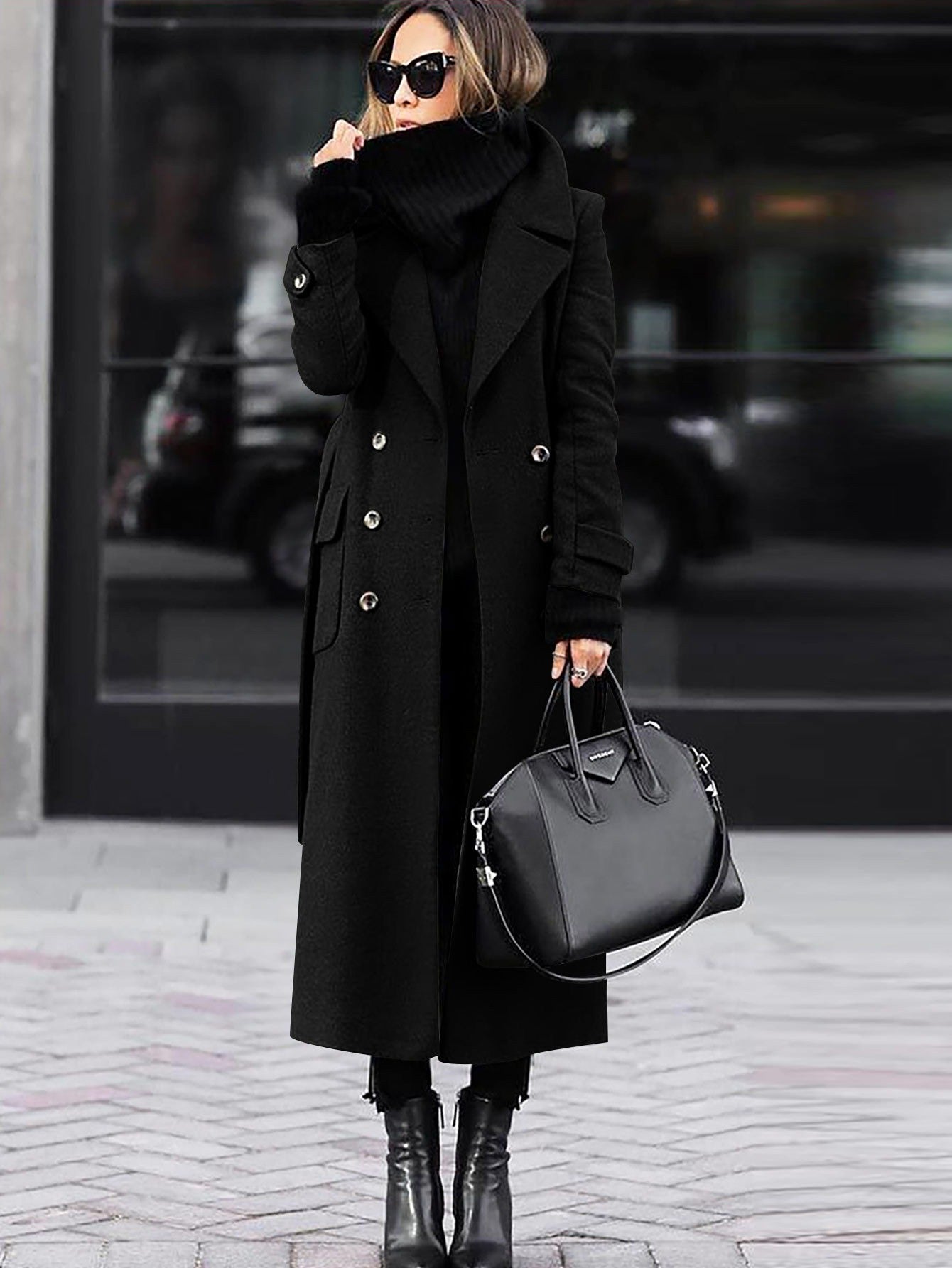 Women's Tailored Wool Coat – Double-Breasted Design, Full Length Winter Coat for Women 2
