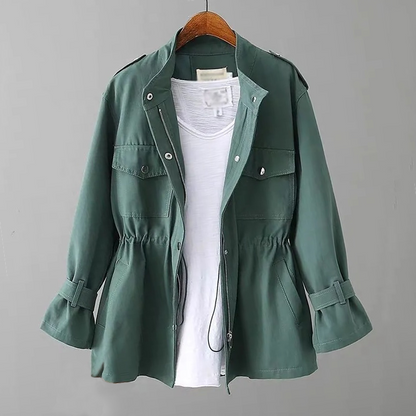 Women's Trench Coat with Flap Pockets and Zip Placket – Slim Fit Spring/Fall Outerwear 2