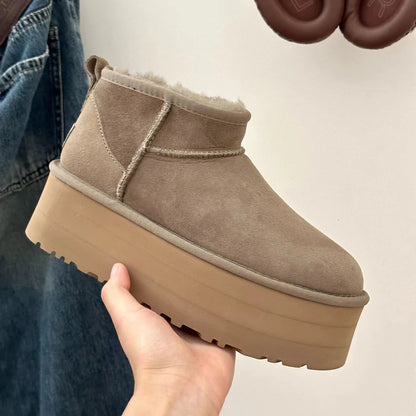 Women's Ultra Mini Uggs Platform Boots with Fur Lining – Black Ankle Booties for Winter Comfort 20
