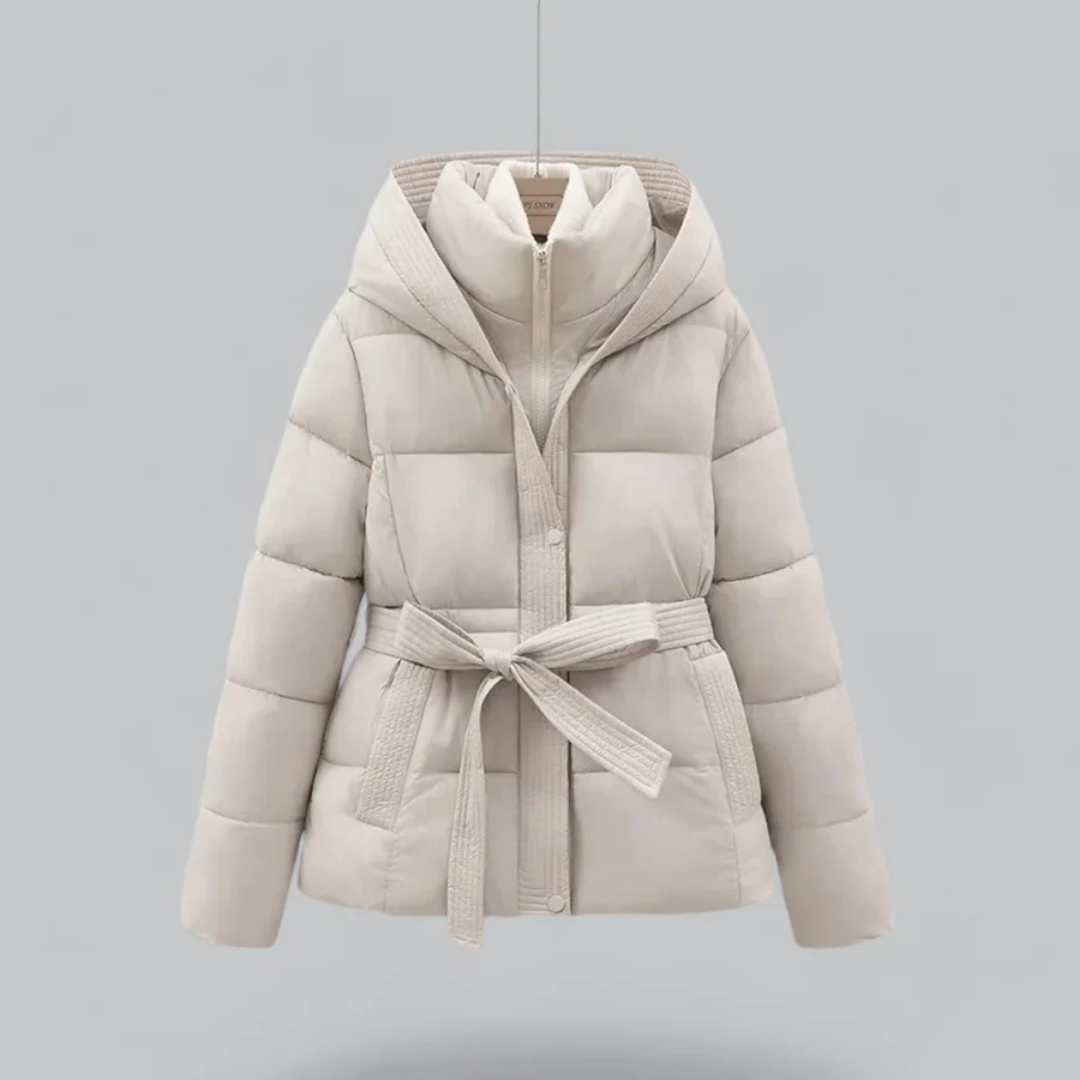 Women's Warm Belted Hooded Puffer Jacket | Winter 2