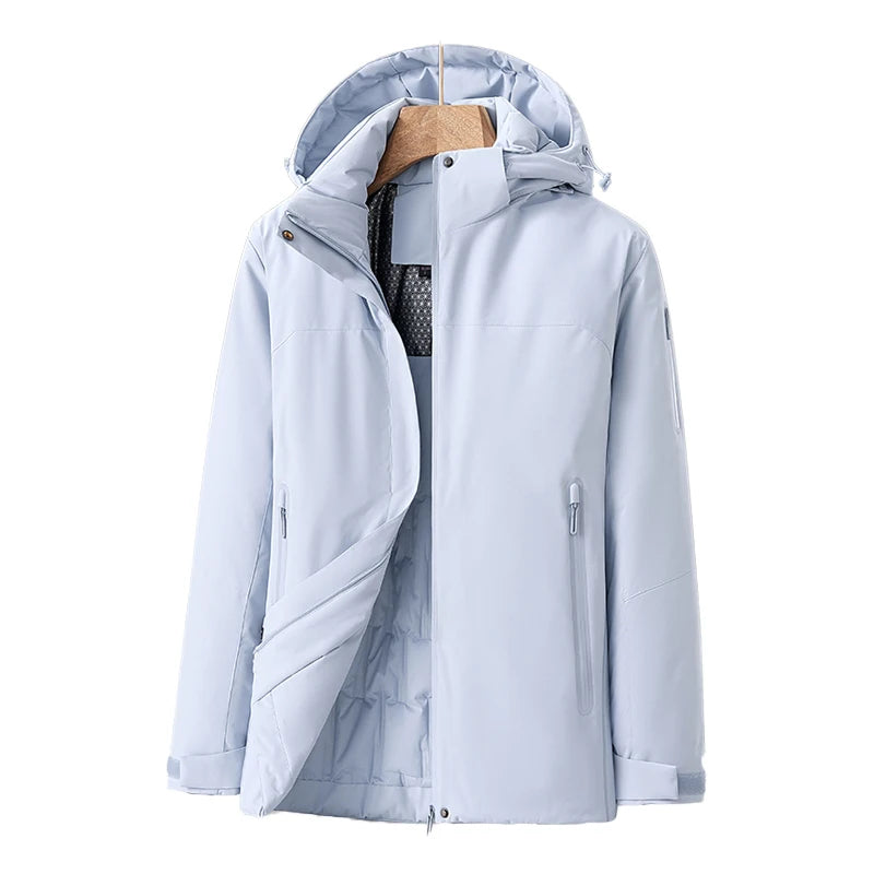 Women's Waterproof Quilted Jacket with Detachable Hood – Windproof Winter Coat for Outdoor Activities 11