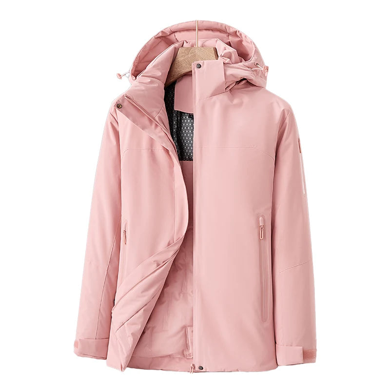 Women's Waterproof Quilted Jacket with Detachable Hood – Windproof Winter Coat for Outdoor Activities 9