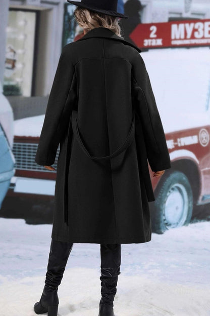 Women's Wool Blend Long Trench Coat, Double-Breasted Design, Relaxed Fit for Winter 3