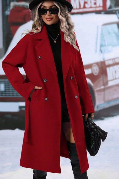 Women's Wool Blend Long Trench Coat, Double-Breasted Design, Relaxed Fit for Winter 8