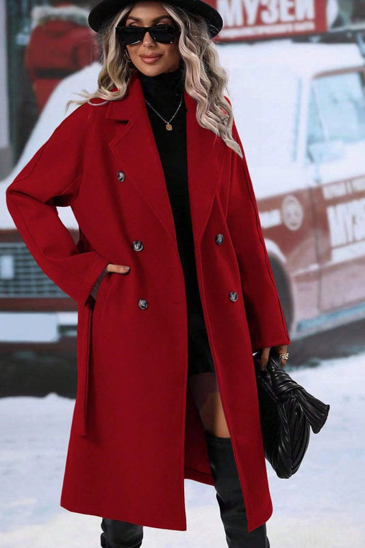 Women's Wool Blend Long Trench Coat, Double-Breasted Design, Relaxed Fit for Winter 8