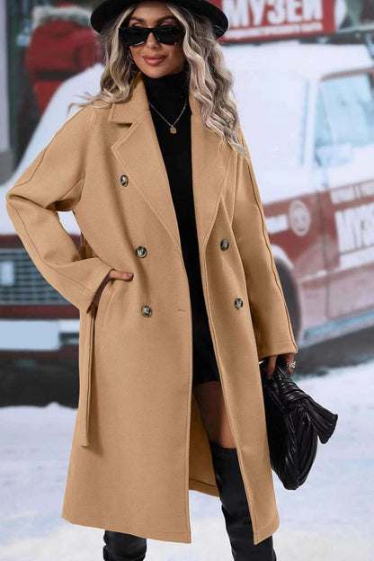 Women's Wool Blend Long Trench Coat, Double-Breasted Design, Relaxed Fit for Winter 9