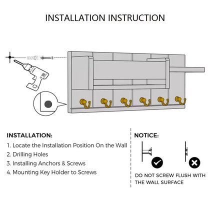 WoodCraft | Stylish Solid Wood Wall Organizer with Hooks and Shelves 8