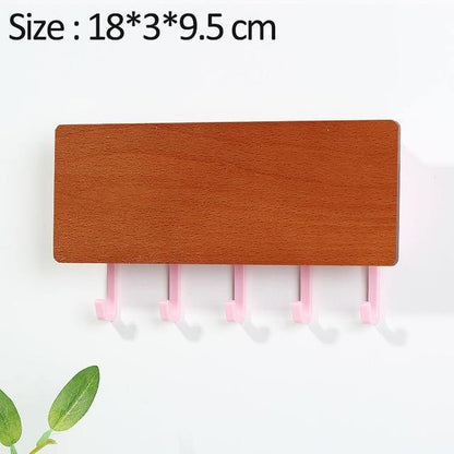 WoodenElegance | Stylish Modern Key Holder for Wall with Colorful Hooks 12