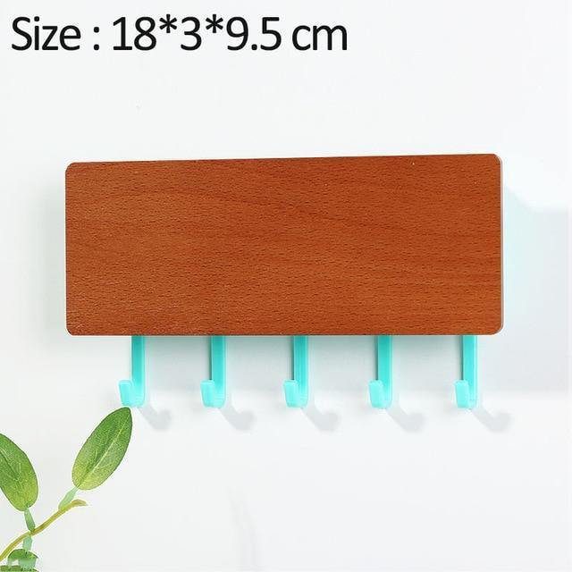 WoodenElegance | Stylish Modern Key Holder for Wall with Colorful Hooks 13