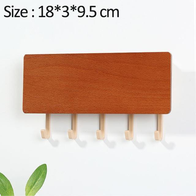 WoodenElegance | Stylish Modern Key Holder for Wall with Colorful Hooks 14