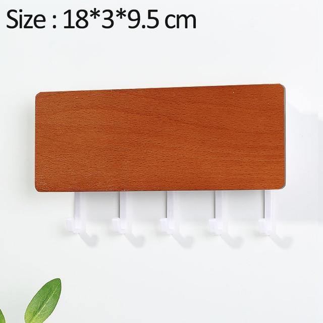 WoodenElegance | Stylish Modern Key Holder for Wall with Colorful Hooks 15
